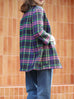Pastel Tartan Quarter Sleeve Open Front Unlined Blazer