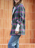 Pastel Tartan Quarter Sleeve Open Front Unlined Blazer