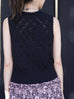 Black Handknit Crochet Texture Floral Diamond Pattern Tank