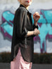 Final Sale! Black Sheer Chiffon Utility Pocket Roll-Tab Sleeve Shirt