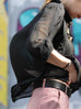 Final Sale! Black Sheer Chiffon Utility Pocket Roll-Tab Sleeve Shirt