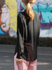 Final Sale! Black Sheer Chiffon Utility Pocket Roll-Tab Sleeve Shirt