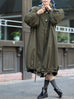 Olive Balloon Sleeve Lightweight Showerproof Drawstring Parka