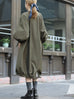 Olive Balloon Sleeve Lightweight Showerproof Drawstring Parka