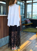 White Pure Cotton Cascading Ruffle Sleeveless Longline Blouse