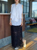 Black Geo Eyelash Lace Panel Side Slit Maxi Skirt