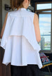 White Pure Cotton Cascading Ruffle Sleeveless Longline Blouse