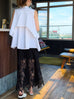 Black Geo Eyelash Lace Panel Side Slit Maxi Skirt