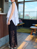 Black Geo Eyelash Lace Panel Side Slit Maxi Skirt
