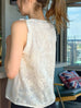 Champagne Lustre Weave Silk-Trim Layered Textured Sleeveless Top