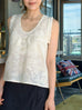 Champagne Lustre Weave Silk-Trim Layered Textured Sleeveless Top