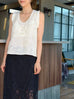 Champagne Lustre Weave Silk-Trim Layered Textured Sleeveless Top