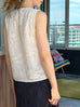 Champagne Lustre Weave Silk-Trim Layered Textured Sleeveless Top