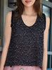 Onyx Lustre Weave Silk-Trim Layered Textured Sleeveless Top