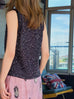 Onyx Lustre Weave Silk-Trim Layered Textured Sleeveless Top