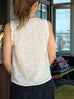 Champagne Lustre Weave Silk-Trim Layered Textured Sleeveless Top
