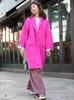 Neonberry Pink Pure Wool Oversized Button Front Coat