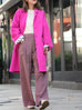 Neonberry Pink Pure Wool Oversized Button Front Coat