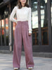 Pink Corduroy Pleated Pocket Detail Wide Leg Trousers