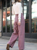 Pink Corduroy Pleated Pocket Detail Wide Leg Trousers