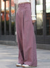 Pink Corduroy Pleated Pocket Detail Wide Leg Trousers