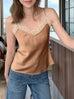 Caramel Lustrous Silk Lace Trim Adjustable Strap Camisole