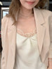 Ivory Lustrous Silk Lace Trim Adjustable Strap Camisole