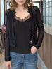 Black Lustrous Silk Lace Trim Adjustable Strap Camisole