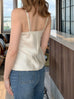 Ivory Lustrous Silk Lace Trim Adjustable Strap Camisole