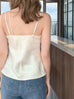 Ivory Lustrous Silk Lace Trim Adjustable Strap Camisole