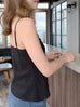 Black Lustrous Silk Lace Trim Adjustable Strap Camisole
