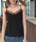 Black Lustrous Silk Lace Trim Adjustable Strap Camisole