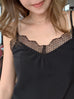 Black Lustrous Silk Lace Trim Adjustable Strap Camisole
