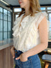 Ivory Broderie Double Breasted Ruffles V-neck Crop Top