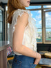 Ivory Broderie Double Breasted Ruffles V-neck Crop Top