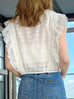 Ivory Broderie Double Breasted Ruffles V-neck Crop Top