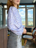 Lilac Paisley Ruffle Collar Balloon Sleeve Pure Silk Blouse