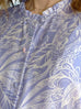 Lilac Paisley Ruffle Collar Balloon Sleeve Pure Silk Blouse