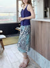 New Colour! Blue Mixed Animal Print Ruffle Hem Wrap Midi Skirt