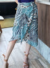 New Colour! Blue Mixed Animal Print Ruffle Hem Wrap Midi Skirt