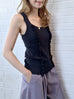 Black Pointelle Ruffle Trim Knitted Camisole Top