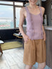 Dusty Pink Pointelle Ruffle Trim Knitted Camisole Top