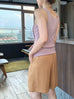 Dusty Pink Pointelle Ruffle Trim Knitted Camisole Top