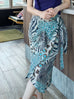 New Colour! Blue Mixed Animal Print Ruffle Hem Wrap Midi Skirt