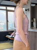 Dusty Pink Pointelle Ruffle Trim Knitted Camisole Top