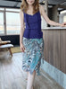 New Colour! Blue Mixed Animal Print Ruffle Hem Wrap Midi Skirt