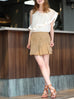 Honey Khaki Structured Cargo Pocket Pleated Short Skort