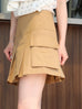 Honey Khaki Structured Cargo Pocket Pleated Short Skort