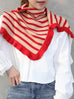 New colour! Red Stripes Ruffle Trims High Neck Knitted Cape Warmer