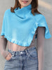 New colour! Bright Blue Ruffle Trims High Neck Knitted Cape Warmer